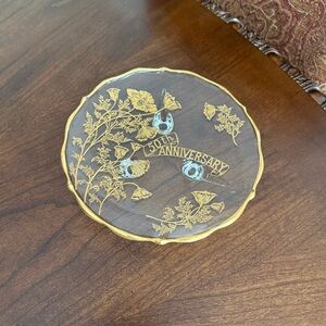Vintage Silver City Glass Co. 50th Anniversary Footed Glass Plate 22K Gold Trim